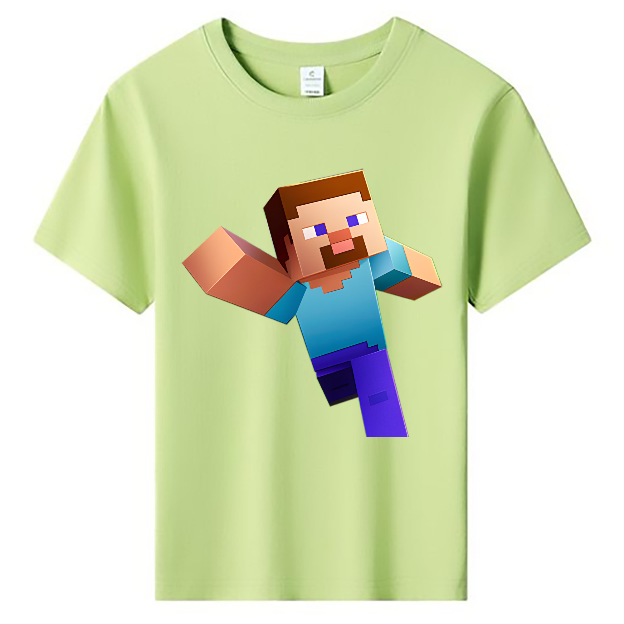 （画像用） マインクラフト ブロックの世界 Minecraft MC Block world 綿100％キッズTシャツ（フロントプリント）